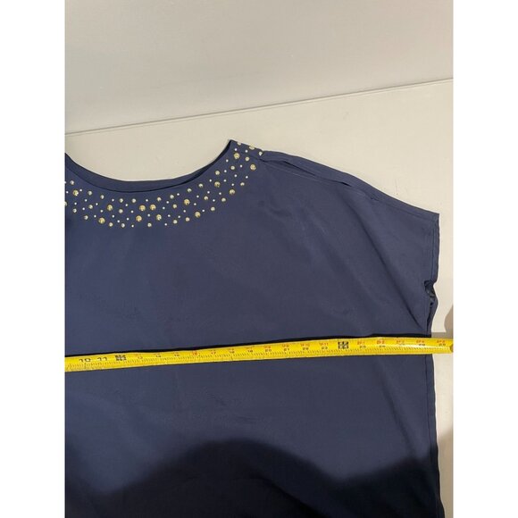 Lilly Pulitzer Navy Embellished Neckline Blouse S 100% Polyester - Picture 11 of 13